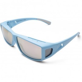 Rectangular Sunglasses Over Glasses for Women and Men Polarized 100% UV Protection - Blue - CQ18CQRKDO9 $36.22