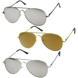 Aviator Classic Metal Frame Spring Hinges Color Mirror Lens Aviator Sunglasses 56mm - 3-pack - Silver/Gold/Gunmetal - CJ12K05...
