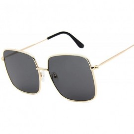 Square Retro Big Square Sunglasses Women Vintage Brand Shades Metal Color Sun Glasses Female Fashion Designer Lunette - CS197...