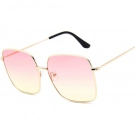 Square Retro Big Square Sunglasses Women Vintage Brand Shades Metal Color Sun Glasses Female Fashion Designer Lunette - CS197...