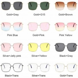 Square Retro Big Square Sunglasses Women Vintage Brand Shades Metal Color Sun Glasses Female Fashion Designer Lunette - CS197...