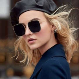 Square Retro Big Square Sunglasses Women Vintage Brand Shades Metal Color Sun Glasses Female Fashion Designer Lunette - CS197...