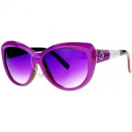 Round Womens Oversized Round Cateye Sunglasses Designer Fashion Colorblock Side - Purple - CN189ZHUED5 $11.72