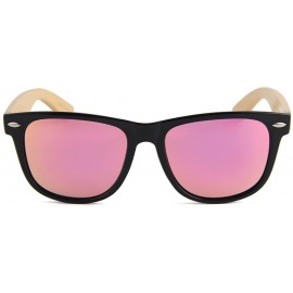 Wayfarer 100% Bamboo Wayfarer Polarized UV Protected Unisex Sunglasses Sand Bamboo Collection - Pink Grapefruit - C3194C7ZZQR...