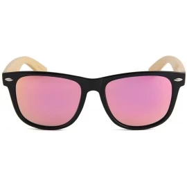 Wayfarer 100% Bamboo Wayfarer Polarized UV Protected Unisex Sunglasses Sand Bamboo Collection - Pink Grapefruit - C3194C7ZZQR...
