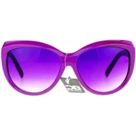 Round Womens Oversized Round Cateye Sunglasses Designer Fashion Colorblock Side - Purple - CN189ZHUED5 $19.71