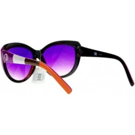 Round Womens Oversized Round Cateye Sunglasses Designer Fashion Colorblock Side - Purple - CN189ZHUED5 $11.72