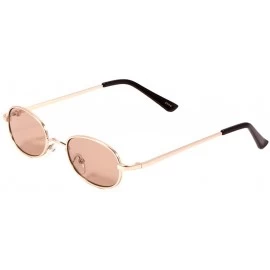 Oval Retro Oval Flat Lens Metal Sunglasses - Brown - C7197QLGW60 $27.27