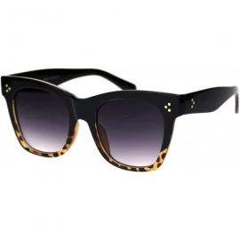 Rectangular Womens Large Horn Rim Dorky Boyfriend Retro Sunglasses - Black Tortoise Smoke - CT18QZ7Q32X $11.44