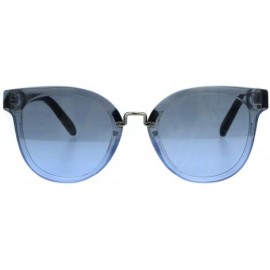 Rectangular Womens Boyfriend Deco Metal Bridge Chic Horn Rim Plastic Sunglasses - Clear Silver Blue - CN18GLZAQKR $24.56