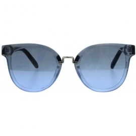 Rectangular Womens Boyfriend Deco Metal Bridge Chic Horn Rim Plastic Sunglasses - Clear Silver Blue - CN18GLZAQKR $13.04