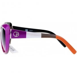 Round Womens Oversized Round Cateye Sunglasses Designer Fashion Colorblock Side - Purple - CN189ZHUED5 $11.72