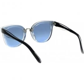 Rectangular Womens Boyfriend Deco Metal Bridge Chic Horn Rim Plastic Sunglasses - Clear Silver Blue - CN18GLZAQKR $13.04