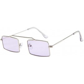 Square Man and Woman Vintage Slender Square Sunglasses-Retro Metal Frame Square Sunglasses Candy Colors - C - C3196TYMETU $14.96