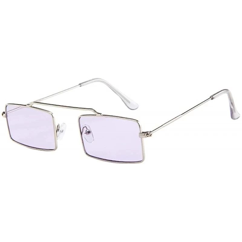 Square Man and Woman Vintage Slender Square Sunglasses-Retro Metal Frame Square Sunglasses Candy Colors - C - C3196TYMETU $9.77