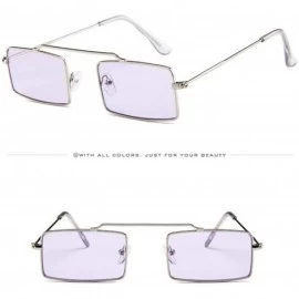 Square Man and Woman Vintage Slender Square Sunglasses-Retro Metal Frame Square Sunglasses Candy Colors - C - C3196TYMETU $9.77