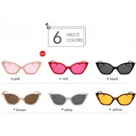 Cat Eye Men's Fashion Vintage Retro Cat Eye Sunglasses for Women Little Designer Shades Glasses9007 (Color Pink) - Pink - CI1...
