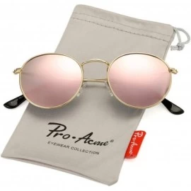Aviator Small Round Metal Polarized Sunglasses for Women Retro Designer Style - Gold Frame/Pink Mirrored Lens - CH18UQ8EIS3 $...