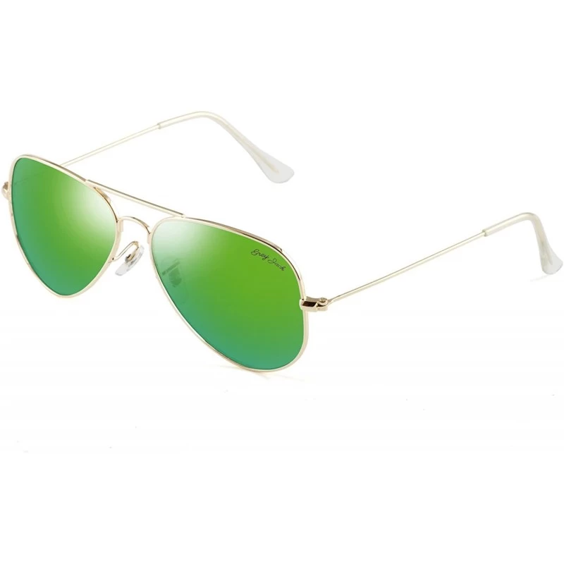 Goggle Polarized Classic Aviator Shaped Sunglasses Lightweight Style for Men Women - Gold Frame / Green Lens - CG187XNRY6G $2...