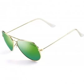 Goggle Polarized Classic Aviator Shaped Sunglasses Lightweight Style for Men Women - Gold Frame / Green Lens - CG187XNRY6G $2...
