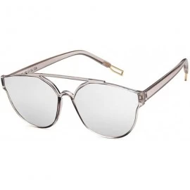 Oval Women Sunglasses Retro Bright Black Grey Drive Holiday Oval Non-Polarized UV400 - Grey White - CW18RLWWT3O $17.19