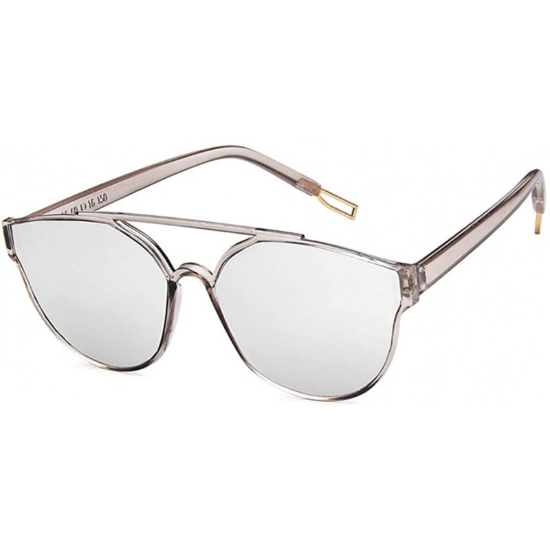 Oval Women Sunglasses Retro Bright Black Grey Drive Holiday Oval Non-Polarized UV400 - Grey White - CW18RLWWT3O $8.02
