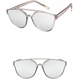 Oval Women Sunglasses Retro Bright Black Grey Drive Holiday Oval Non-Polarized UV400 - Grey White - CW18RLWWT3O $8.02