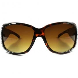 Oversized Stylish Cowgirl Fashion Bling Cross Rhinestone Womens Oversized Sunglasses - Tortoise / Brown - C218ECGG7U6 $12.15