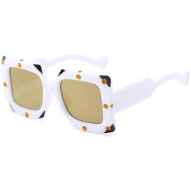 Oversized Crystal Sunglasses Vintage Oversize Eyeglasses - White&gold - C518Q96RS7R $25.54