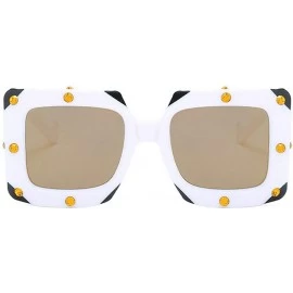 Oversized Crystal Sunglasses Vintage Oversize Eyeglasses - White&gold - C518Q96RS7R $14.19