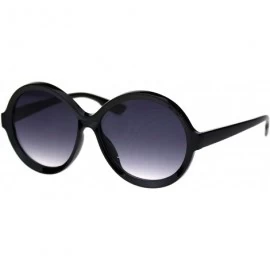 Round Womens Vintage Retro Fashion Sunglasses Round Circle Beveled Frame UV 400 - Black (Smoke) - CL193T6K827 $11.06