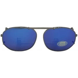 Round Round Square Color Mirror Non Polarized Clip-on Sunglass - Pewter-blue Mirror Gray Lens - C2189N42IYK $13.66