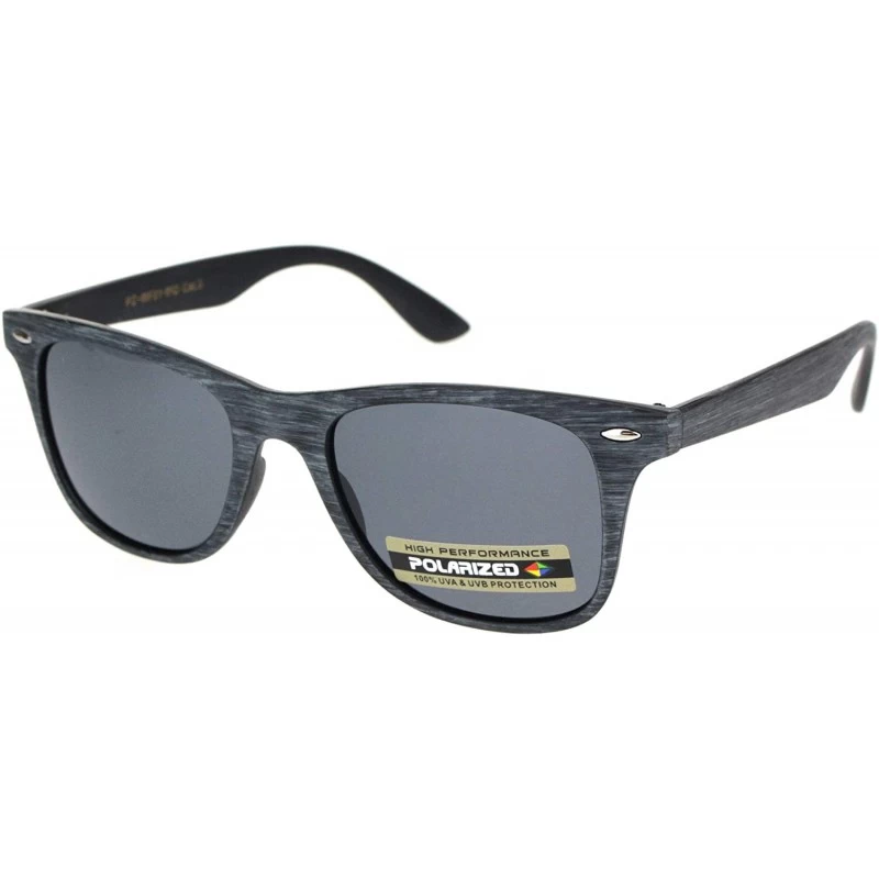 Rectangular Mens Polarized Hipster Wood Grain Print Plastic Rectangular Sunglasses - Grey Wood Black - CG18ONQ58LH $9.48