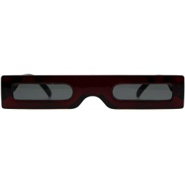 Rectangular 80s Squared Narrow Rectangular Robotic Futurism Plastic Sunglasses - Burgundy - CF18GL9H2Y3 $7.41
