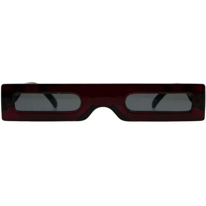 Rectangular 80s Squared Narrow Rectangular Robotic Futurism Plastic Sunglasses - Burgundy - CF18GL9H2Y3 $18.77