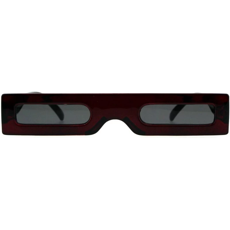 Rectangular 80s Squared Narrow Rectangular Robotic Futurism Plastic Sunglasses - Burgundy - CF18GL9H2Y3 $7.41