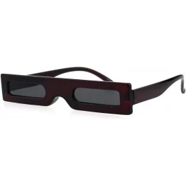 Rectangular 80s Squared Narrow Rectangular Robotic Futurism Plastic Sunglasses - Burgundy - CF18GL9H2Y3 $18.77