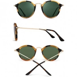 Round Retro Polarized Round Sunglasses for Women Vintage Small Mirror Glasses - Tortoise Frame / Polarized Green Lens - CD18A...