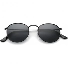 Round Polarized Round Sunglasses for Women and Men with Vintage Small Circle Sunglasses Lens - Black - C4186EA93X4 $15.90