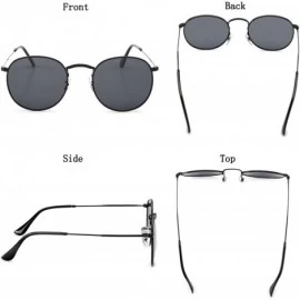 Round Polarized Round Sunglasses for Women and Men with Vintage Small Circle Sunglasses Lens - Black - C4186EA93X4 $10.12