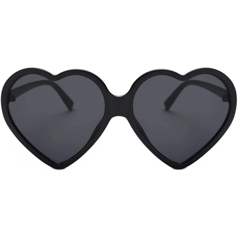 Wayfarer Women Fashion Unisex Heart-Shaped Shades Sunglasses Integrated UV Glasses - Black - C118NK2MREX $8.71