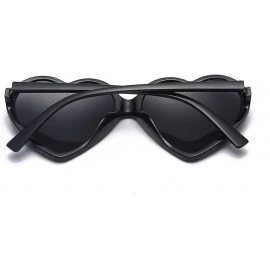 Wayfarer Women Fashion Unisex Heart-Shaped Shades Sunglasses Integrated UV Glasses - Black - C118NK2MREX $8.71