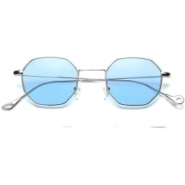 Rimless Oversized Sunglasses Protection Irregular Designer - Blue - CQ18UK20R26 $8.50