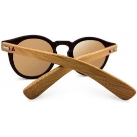 Wayfarer Wooden Bamboo Sunglasses Temples Round Vintage Oversize Wood Sunglasses - Gold W/ Pouch - C611VNUSU8H $36.85