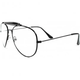 Aviator School Classic Vintage Retro Black 80's 90's Aviation Clear Lens Eye glasses - C11802OKO59 $23.75