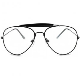 Aviator School Classic Vintage Retro Black 80's 90's Aviation Clear Lens Eye glasses - C11802OKO59 $12.52