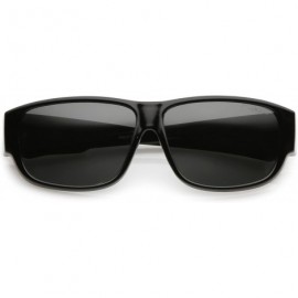 Wayfarer Thick Frame Wide Arms Square Polarized Lens Horn Rimmed Sunglasses 57mm - Shiny Black / Smoke - CS184S4IUMO $9.28
