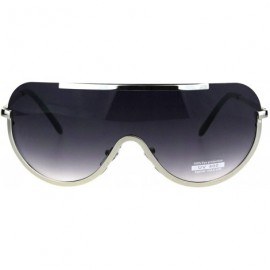 Shield Unisex Shield Sunglasses Flat Top Oversized Fashion Metal Frame UV 400 - Silver - CU18L3LNQHQ $23.95