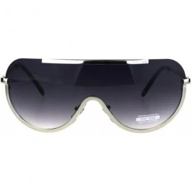 Shield Unisex Shield Sunglasses Flat Top Oversized Fashion Metal Frame UV 400 - Silver - CU18L3LNQHQ $20.10