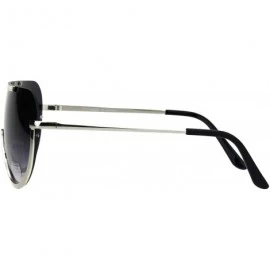 Shield Unisex Shield Sunglasses Flat Top Oversized Fashion Metal Frame UV 400 - Silver - CU18L3LNQHQ $11.29